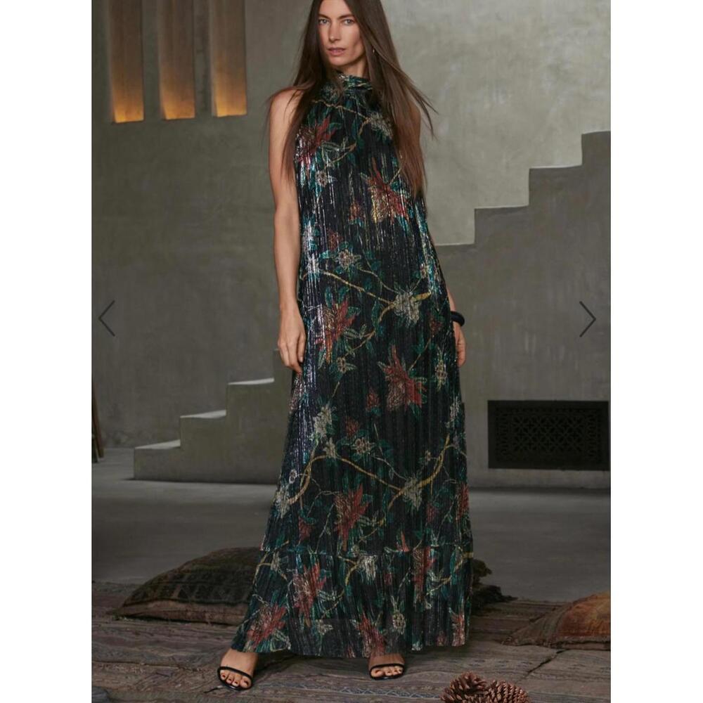 Johnny Was Evelina Metallic Maxi Dress Size XS